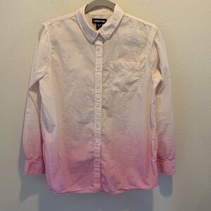 Lands’ End Womens Ombré White to Pink Cotton Button Down Shirt. Size M 10/12.﻿﻿﻿